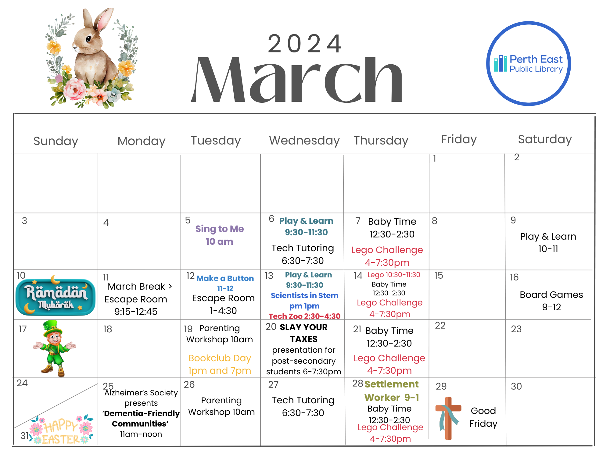 Program Calendars | Perth East Public Library